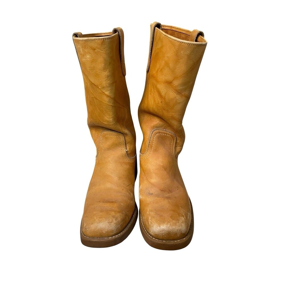 Vintage Landis Light Brown Leather Campus Western Boots Men’s Size 10 USA Cowboy - Picture 2 of 12
